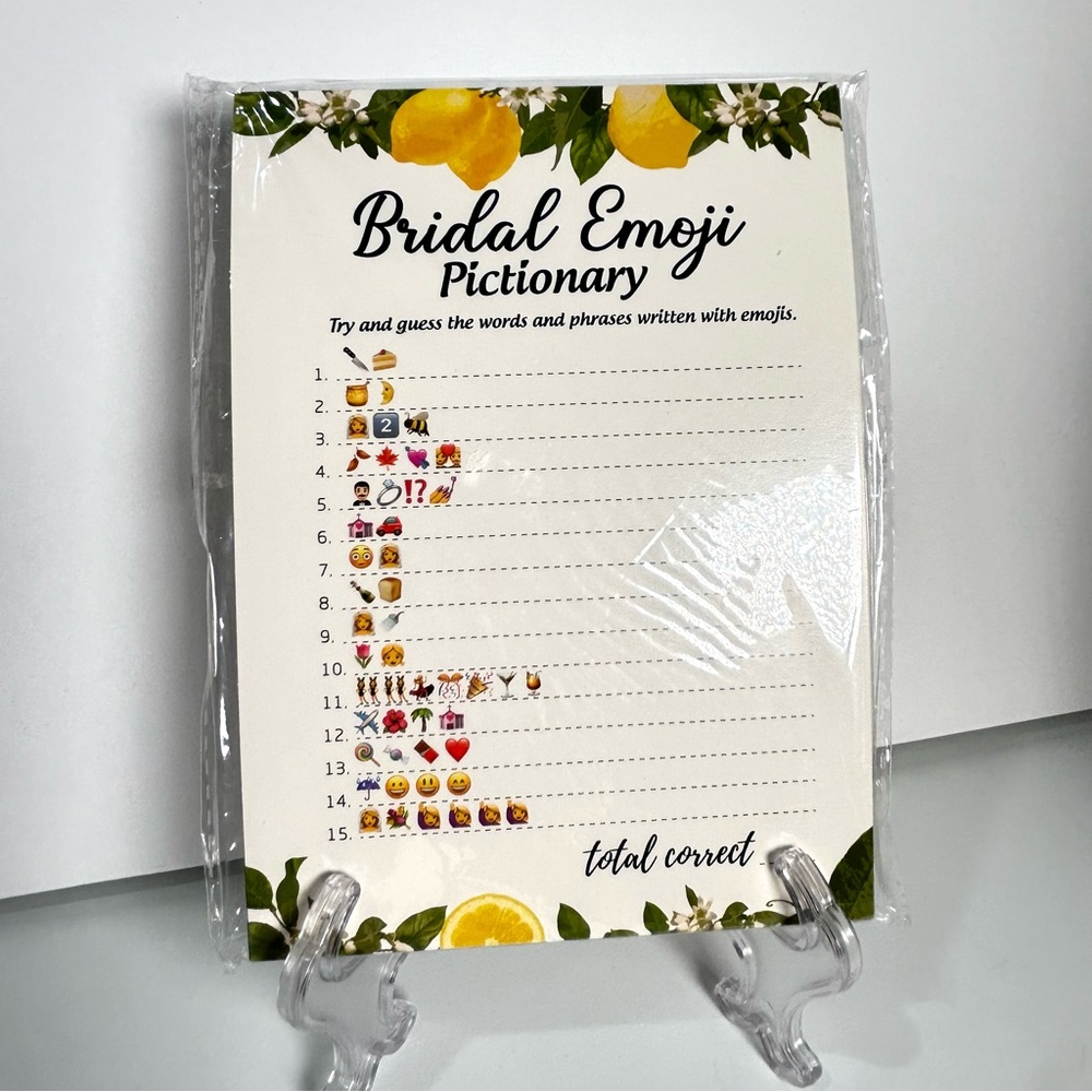 Bridal Shower Emoji Pictionary Game With Answer Key NEW